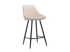 Lot De 2 Tabourets De Bar En Velours Côtelé Et Métal Noir - Crème - MASURIE -Vous savez quand c'est un magasin de meubles. tabouret haut 19389383