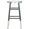Tabouret De Bar & De Comptoir Fer Verre En Argent, 34 X 34 X 60