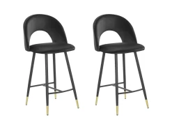 Lot De 2 Chaises De Bar En Velours Noir FALTON