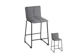 Duo De Tabourets De Bar Gris Tissu/Métal - GANR - L 41 X L 45 X H 93 Cm