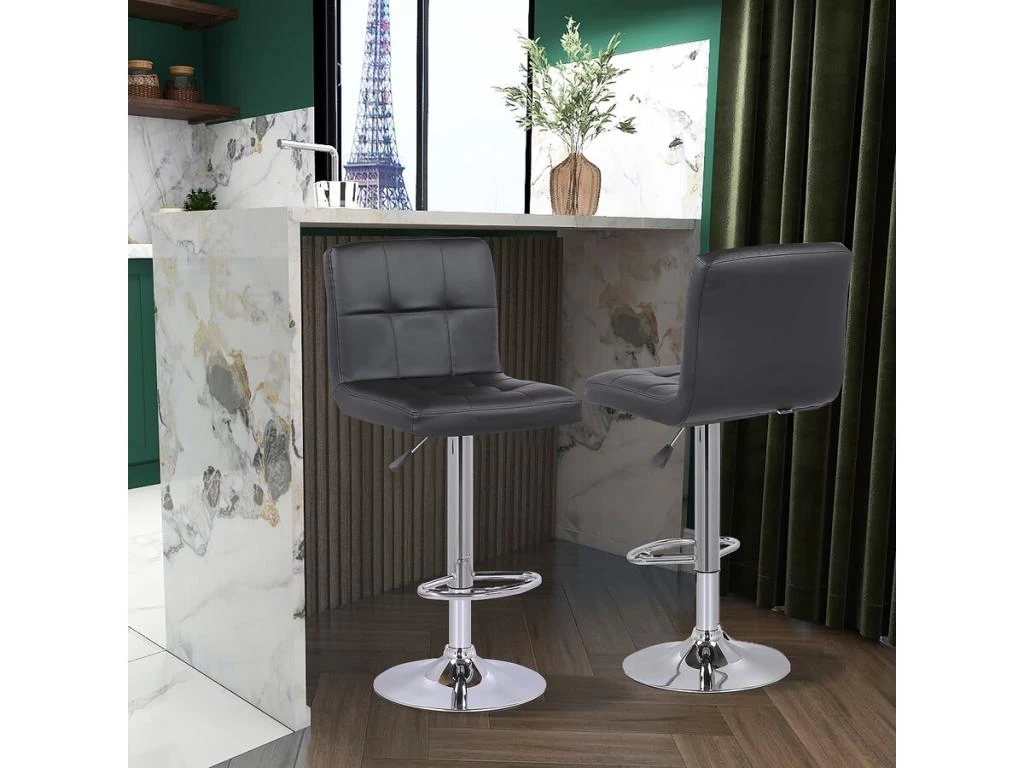 Lot De 2 Tabourets De Bar "Manhattan" - Noir 4 Lot De 2 Tabourets De Bar "Manhattan" - Noir – Image 2