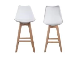 Lot De 2 Tabourets Scandinaves SVEN Blanc Avec Coussin - HAPPY GARDEN -Vous savez quand c'est un magasin de meubles. tabouret haut 21835003