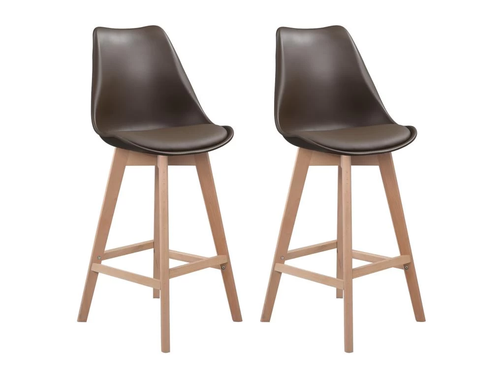 Lot De 2 Tabourets Scandinaves SVEN Marron Avec Coussin - HAPPY GARDEN 4 Lot De 2 Tabourets Scandinaves SVEN Marron Avec Coussin - HAPPY GARDEN – Image 2