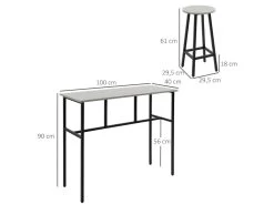 Ensemble Bar 2 Tables Et Tabourets COOKSTOWN Gris Et Noir 9 Ensemble Bar 2 Tables Et Tabourets COOKSTOWN Gris Et Noir -Vous savez quand c'est un magasin de meubles. tabouret haut 21987139