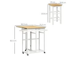 Ensemble Table Bar Et 2 Tabourets REDDICH Blanc Et Bambou Verni -Vous savez quand c'est un magasin de meubles. tabouret haut 21987149