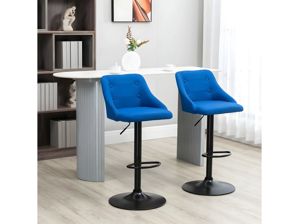 Lot De 2 Tabourets De Bar BRIGGAN Bleu électrique 4 Lot De 2 Tabourets De Bar BRIGGAN Bleu électrique – Image 2