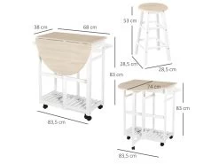 Ensemble Table De Bar Et 2 Tabourets GLASGOW Blanc Et Bois -Vous savez quand c'est un magasin de meubles. tabouret haut 21987209