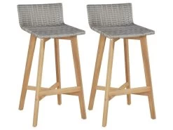 Tabourets De Bar Lot De 2 Bois D'acacia Solide