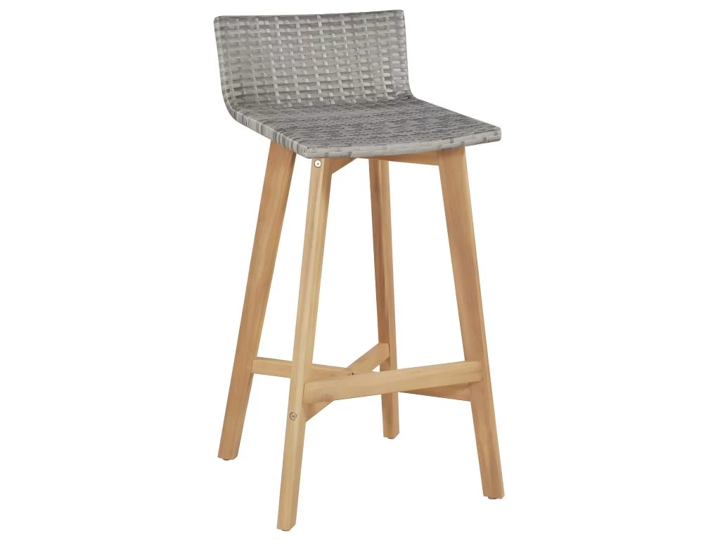 Tabourets De Bar Lot De 2 Bois D'acacia Solide 4 Tabourets De Bar Lot De 2 Bois D'acacia Solide – Image 2