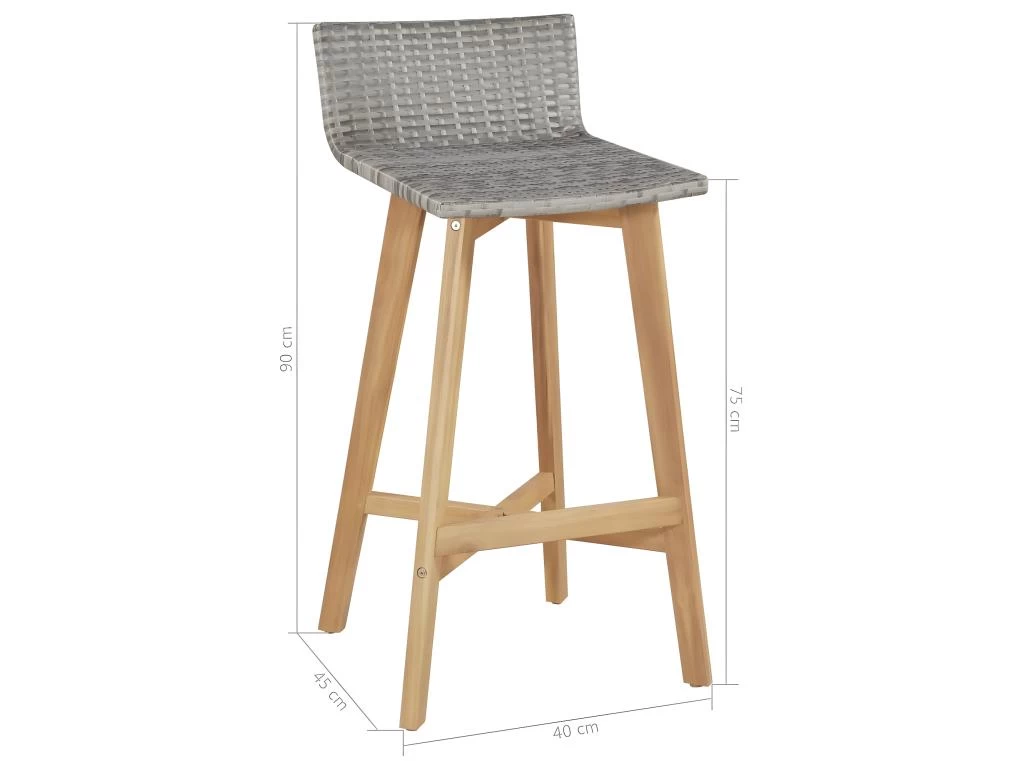 Tabourets De Bar Lot De 2 Bois D'acacia Solide 7 Tabourets De Bar Lot De 2 Bois D'acacia Solide – Image 5