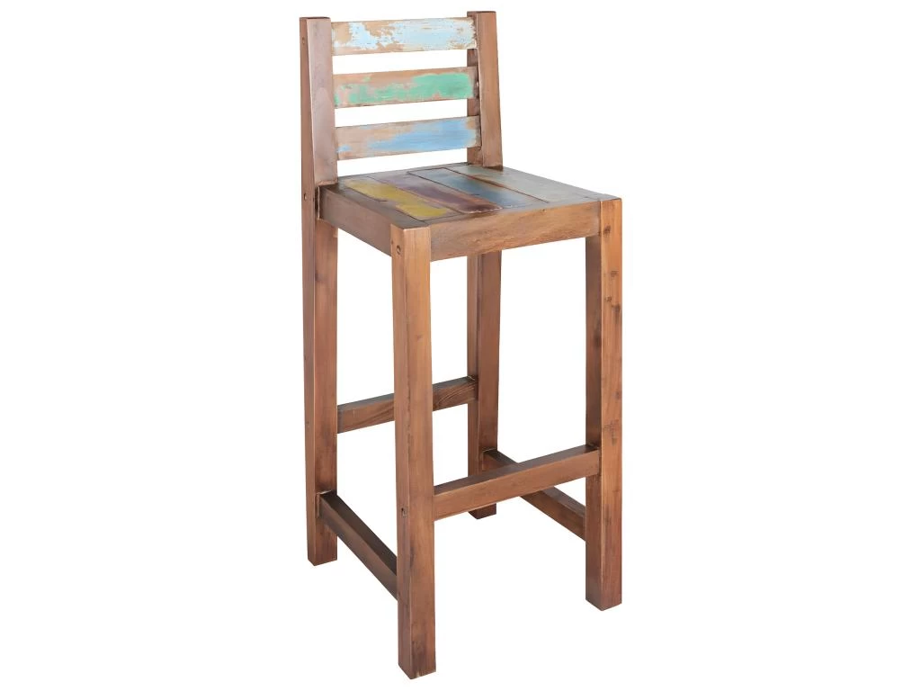Tabourets De Bar Lot De 2 Bois Massif De Récupération 11 Tabourets De Bar Lot De 2 Bois Massif De Récupération – Image 9