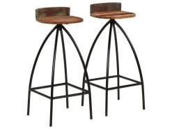 Tabourets De Bar Lot De 2 Bois De Récupération Massif