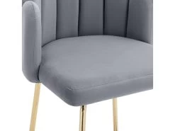 Lot De 2 Tabourets De Bar - Dossier En Forme De Pétale - Pieds Dorés - Velours - Gris -Vous savez quand c'est un magasin de meubles. tabouret haut 22137915
