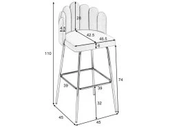Lot De 2 Tabourets De Bar - Dossier En Forme De Pétale - Pieds Dorés - Velours - Gris -Vous savez quand c'est un magasin de meubles. tabouret haut 22137917