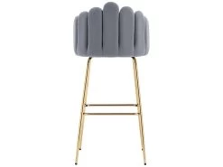 Lot De 2 Tabourets De Bar - Dossier En Forme De Pétale - Pieds Dorés - Velours - Gris -Vous savez quand c'est un magasin de meubles. tabouret haut 22137925