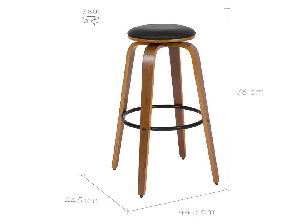 Tabouret De Bar Noir Arthus 78 Cm (lot De 2) 4 Tabouret De Bar Noir Arthus 78 Cm (lot De 2) – Image 2