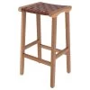 Tabouret De Bar Mi-hauteur Kuna En Cuir Tressé Marron 68 Cm