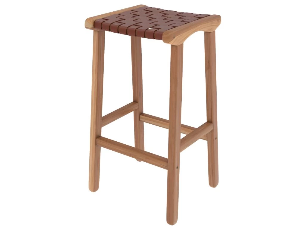 Tabouret De Bar Mi-hauteur Kuna En Cuir Tressé Marron 68 Cm 3 Tabouret De Bar Mi-hauteur Kuna En Cuir Tressé Marron 68 Cm