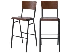 Chaise De Bar écolier Clem En Bois Foncé 75 Cm (lot De 2)
