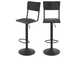 Chaise De Bar Clem Noire Réglable 60/80 Cm (lot De 2)