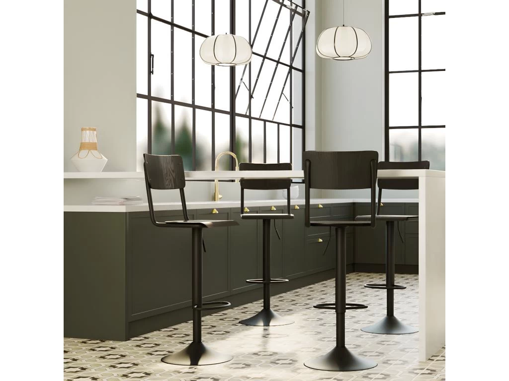 Chaise De Bar Clem Noire Réglable 60/80 Cm (lot De 2) 4 Chaise De Bar Clem Noire Réglable 60/80 Cm (lot De 2) – Image 2