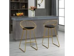 Lot De 2 Tabourets De Bar GIANNI Doré Et Noir -Vous savez quand c'est un magasin de meubles. tabouret haut 22407025