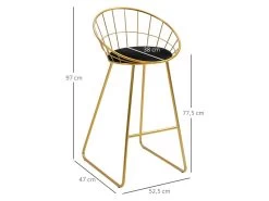 Lot De 2 Tabourets De Bar GIANNI Doré Et Noir -Vous savez quand c'est un magasin de meubles. tabouret haut 22407027