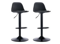 Lot De 2 Tabourets De Bar En Polypropylène Et Métal - Noir - XAFY