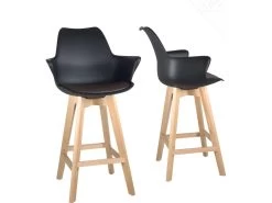Lot De 2 Chaises De Bar Scandinaves MOTA (Noir-marron Foncé)