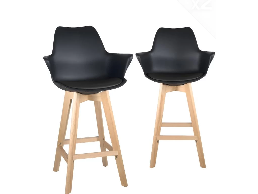 Lot De 2 Chaises De Bar Scandinaves MOTA (Noir) 3 Lot De 2 Chaises De Bar Scandinaves MOTA (Noir)