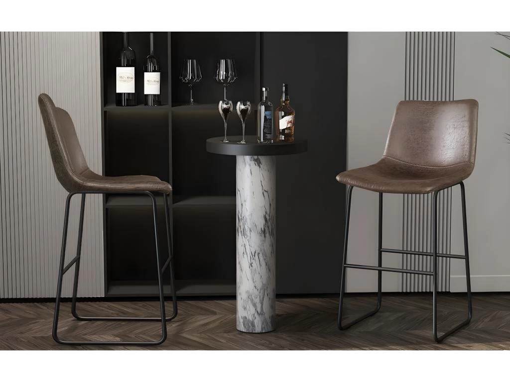 Chaise De Comptoir MANCO PU Brun Foncé, Dimensions : H93 X L48 X P56 Cm, Idéal Pour Votre Cuisine/comptoir 4 Chaise De Comptoir MANCO PU Brun Foncé, Dimensions : H93 X L48 X P56 Cm, Idéal Pour Votre Cuisine/comptoir – Image 2