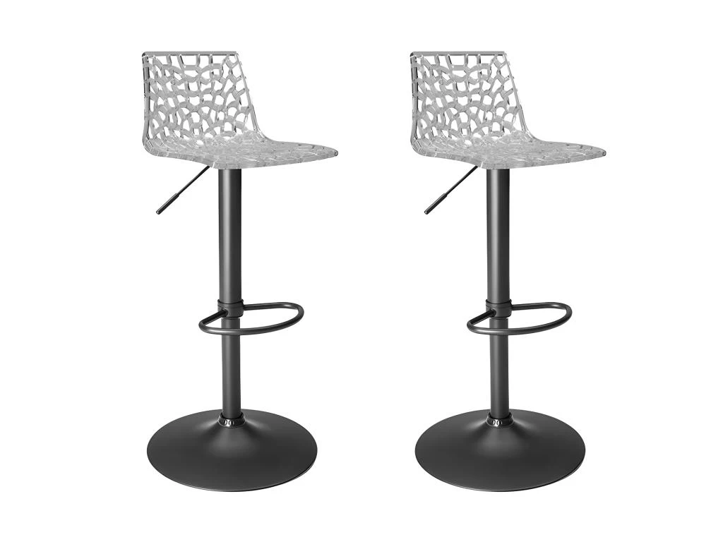 Lot De 2 Tabourets De Bar CLARK - Polycarbonate - Transparent - Base Noire 4 Lot De 2 Tabourets De Bar CLARK - Polycarbonate - Transparent - Base Noire – Image 2