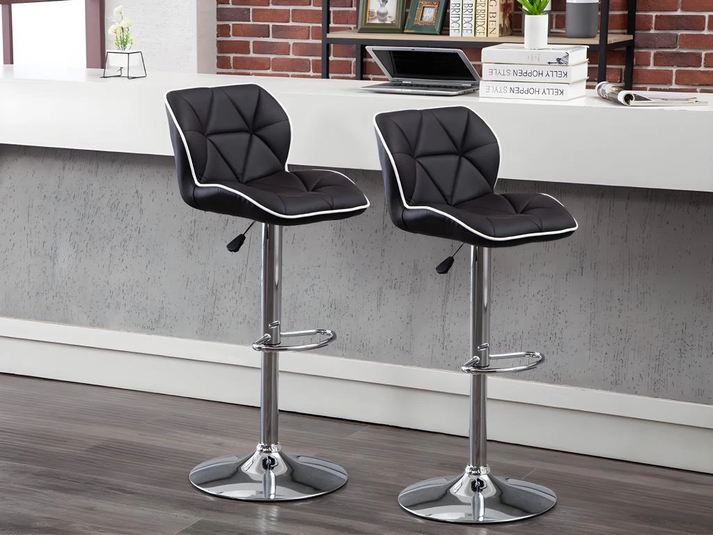 Lot De 2 Tabourets De Bar CALVIN - Simili - Hauteur Ajustable - Gris 10 Lot De 2 Tabourets De Bar CALVIN - Simili - Hauteur Ajustable - Gris – Image 8