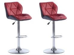 Lot De 2 Tabourets De Bar CALVIN - Simili - Hauteur Ajustable - Rouge