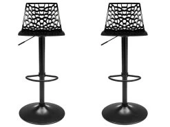 Lot De 2 Tabourets De Bar CLARK - Polypropylène - Noir - Base Noire