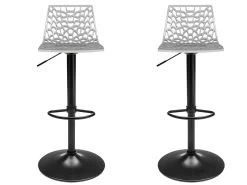 Lot De 2 Tabourets De Bar CLARK - Polypropylène - Gris - Base Noire
