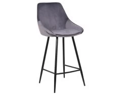 Lot De 2 Tabourets De Bar - Velours - Gris - MASURIE -Vous savez quand c'est un magasin de meubles. tabouret 349375