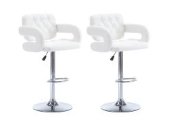 Lot De 2 Tabourets De Bar CONAN - Simili - Hauteur Ajustable - Blanc -Vous savez quand c'est un magasin de meubles. tabouret 353537