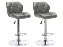 Lot De 2 Tabourets De Bar CALVIN - Simili - Hauteur Ajustable - Gris