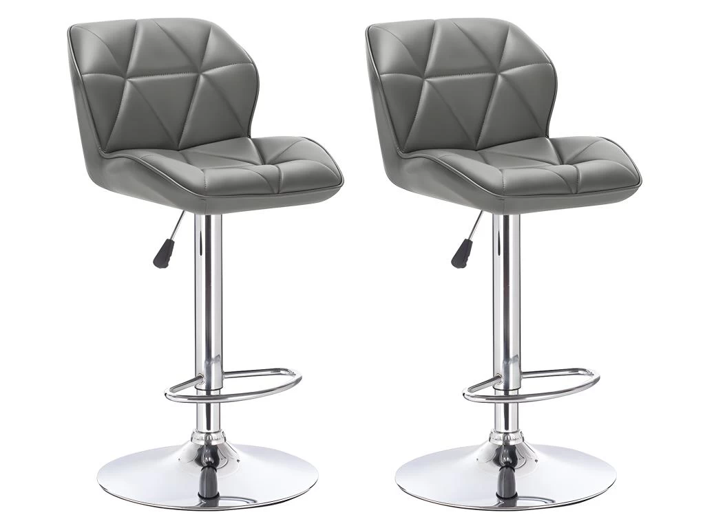 Lot De 2 Tabourets De Bar CALVIN - Simili - Hauteur Ajustable - Gris 3 Lot De 2 Tabourets De Bar CALVIN - Simili - Hauteur Ajustable - Gris