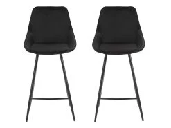 Lot De 2 Tabourets De Bar - Velours - Noir - MASURIE