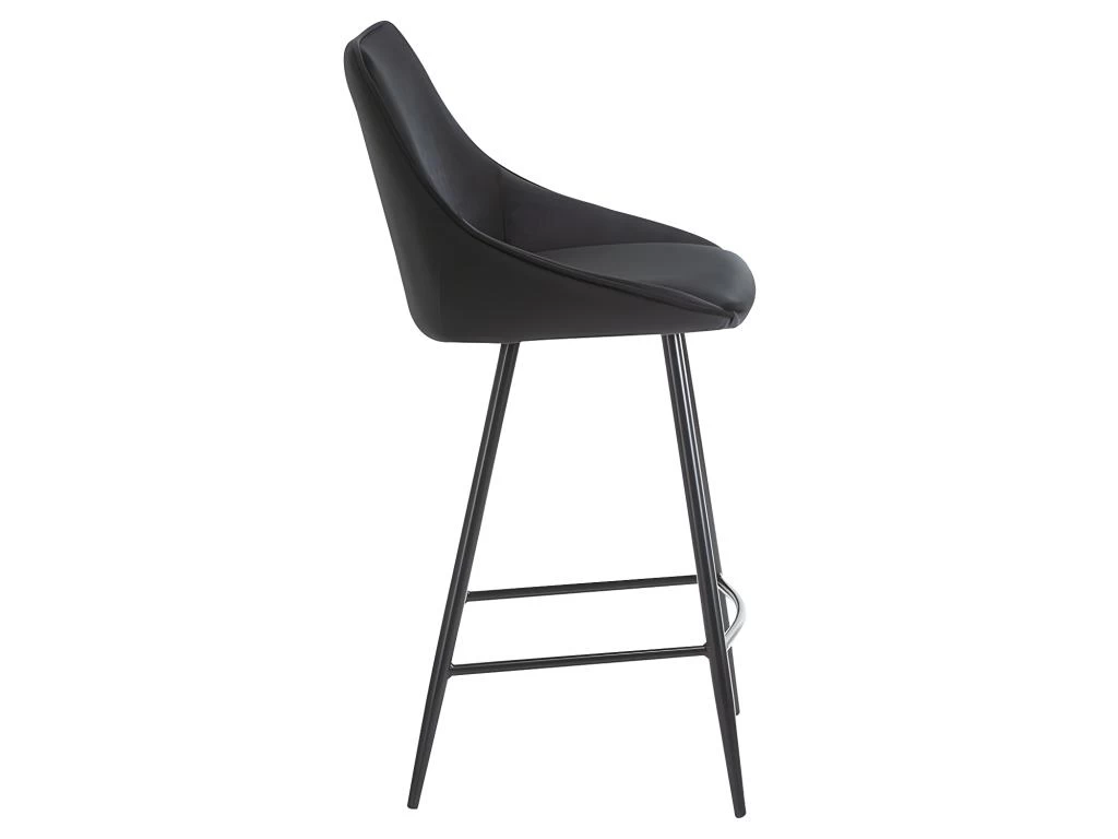 Lot De 2 Tabourets De Bar - Velours - Noir - MASURIE 5 Lot De 2 Tabourets De Bar - Velours - Noir - MASURIE – Image 3