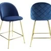 Lot De 2 Tabourets De Bar - Velours Et Métal Doré - Bleu - MELBOURNE -Vous savez quand c'est un magasin de meubles. tabouret 406365