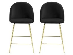 Lot De 2 Tabourets De Bar - Velours Et Métal Doré - Noir - MELBOURNE -Vous savez quand c'est un magasin de meubles. tabouret 452495