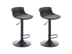 Lot De 2 Tabourets De Bar ALBEDO - Polypropylène Et Tissu - Bicolore - Noir Et Gris