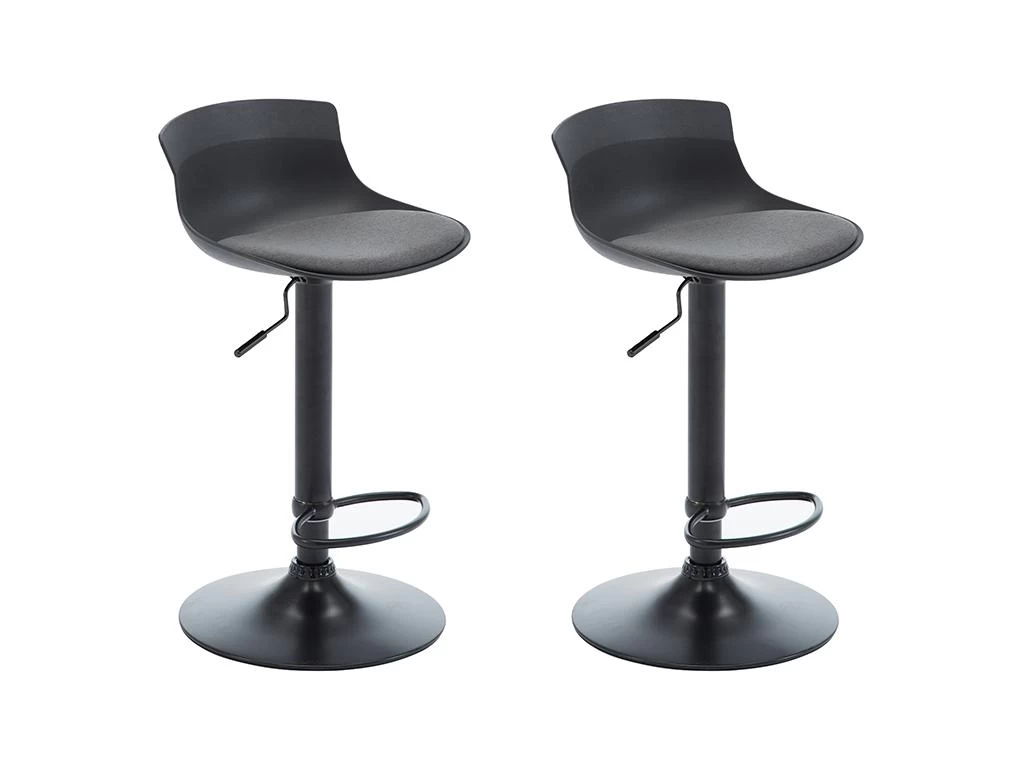 Lot De 2 Tabourets De Bar ALBEDO - Polypropylène Et Tissu - Bicolore - Noir Et Gris 3 Lot De 2 Tabourets De Bar ALBEDO - Polypropylène Et Tissu - Bicolore - Noir Et Gris